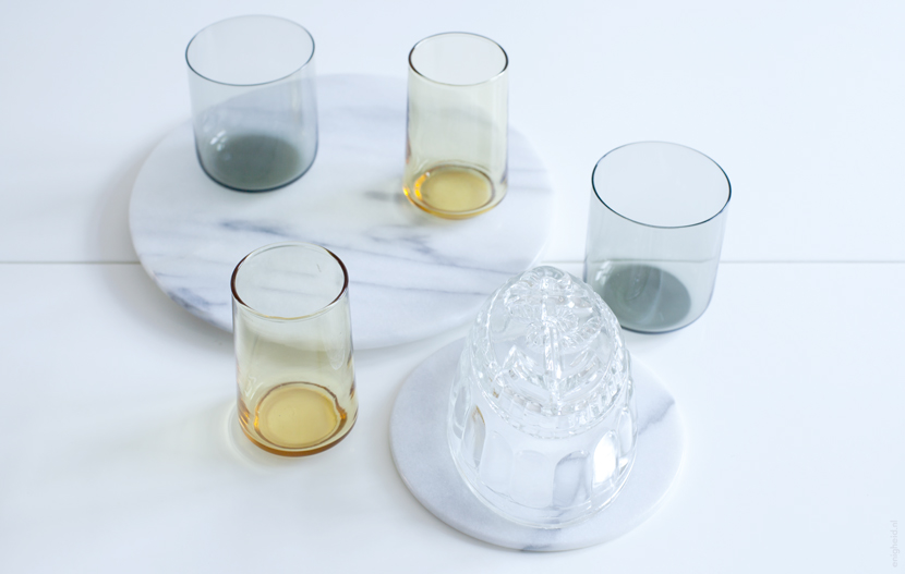Enigheid blog: marble, vintage glasses, Bitossi Home glasses and anchor custard mold