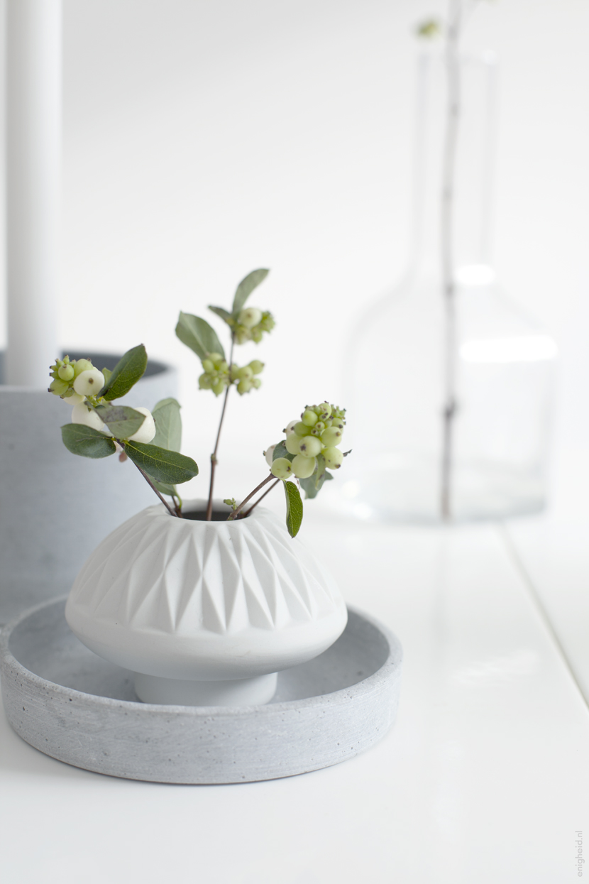 White berries, Lenneke Wispelwey vase, shot by Enigheid