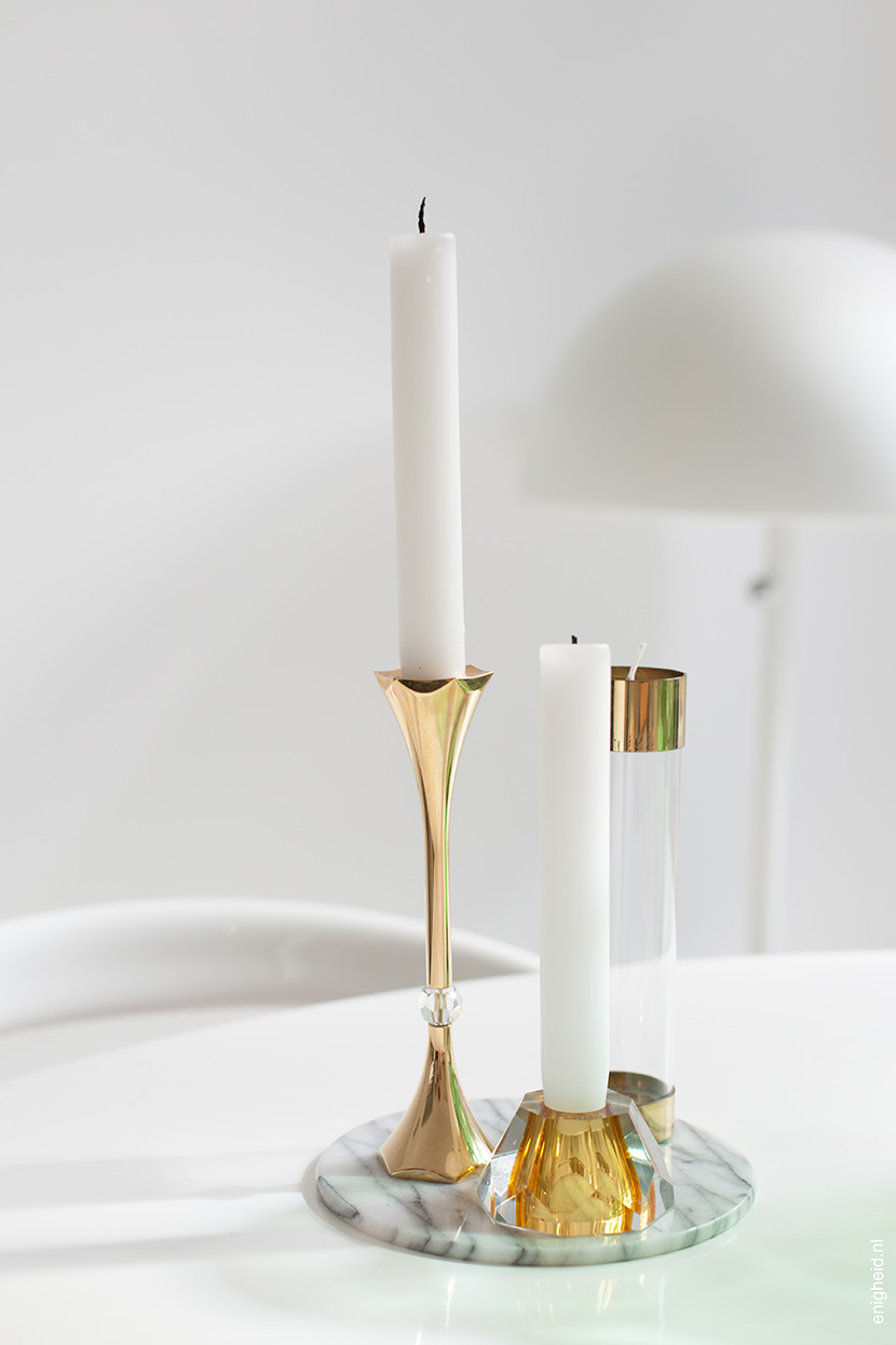 Vintage candleholders marble | Enigheid